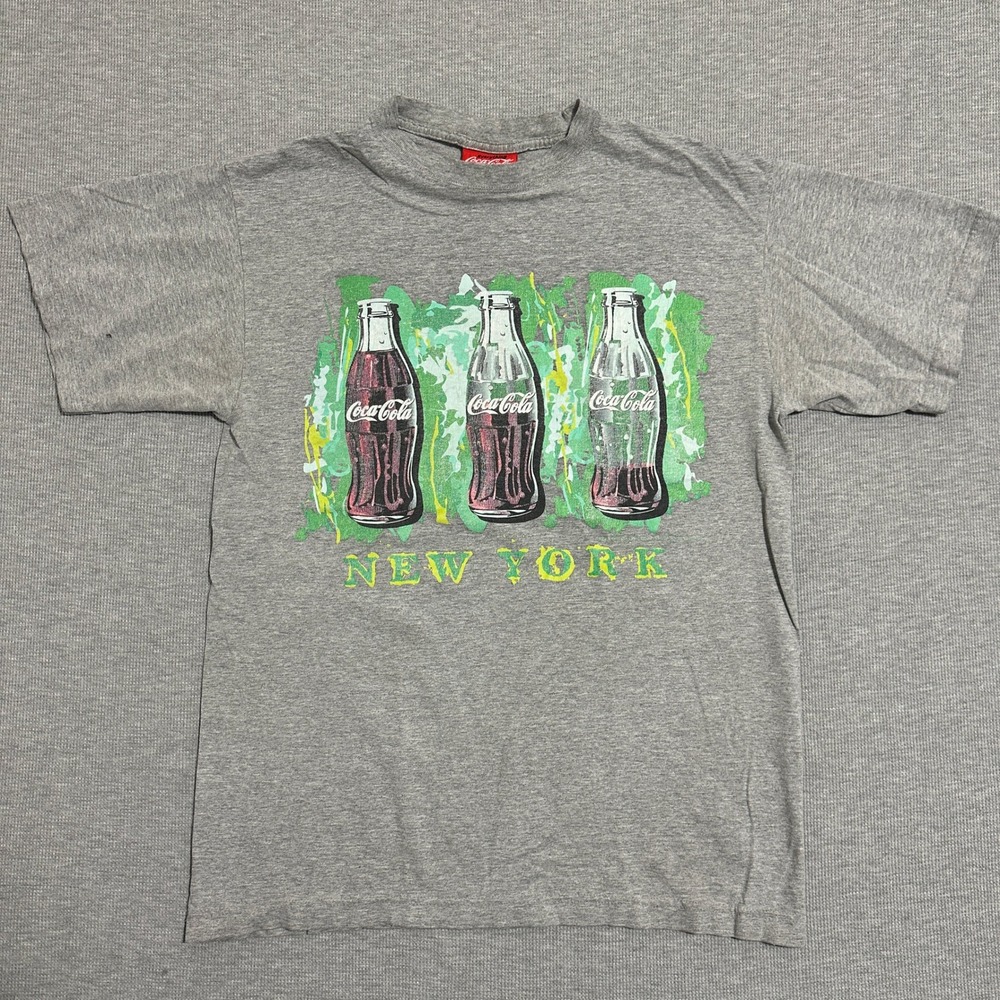 Coca-Cola New York Triple Bottle Pop Art Graphic Tee Heather Gray Medium